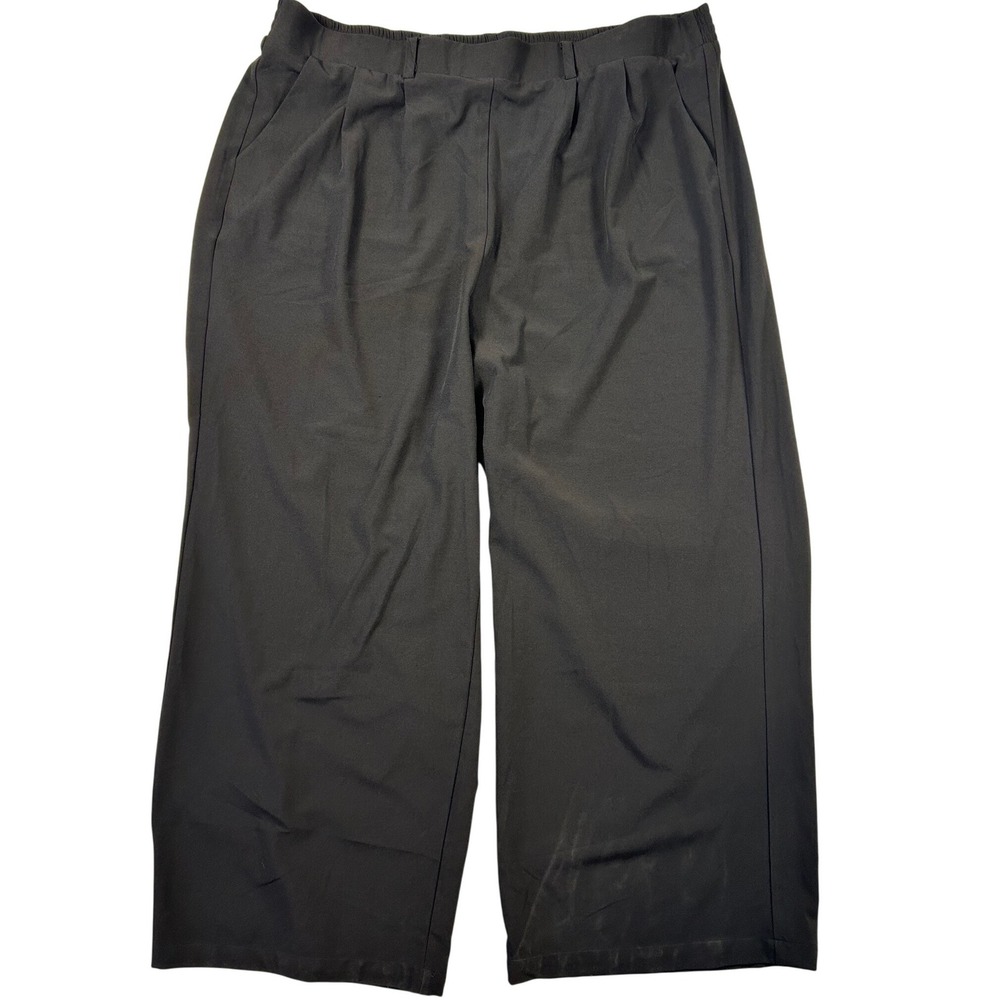 Torrid Womens 4 Black Wide Leg Crop Pants Elastic Waist Pleated Pockets